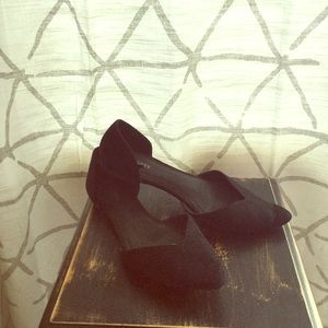 Black suede d'orsay flats